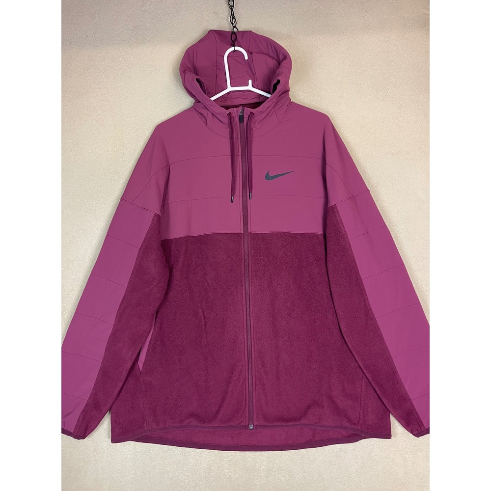 Nike Therma Fit XXL Tall Purple Fleece Full Zip Hoodie Jacket Mens